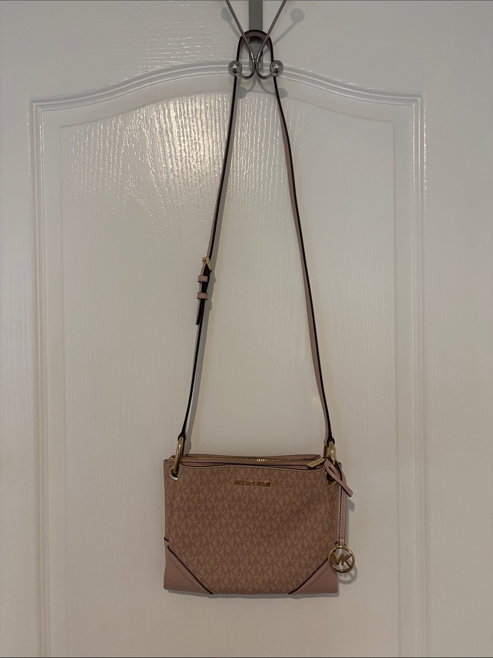 Michael Kors Blush Logo Crossbody Bag with Gold Accents